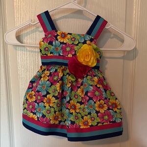 Youngland Pink and Blue Pleated Embellished Sundress